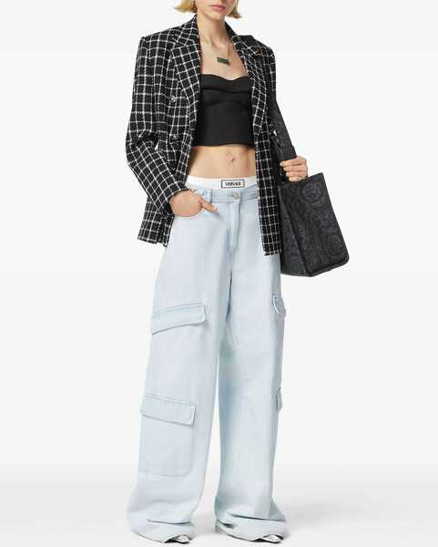 Blugi drepti Versace Medusa Cargo Denims With Light Wash Blue Femei (BM 17431870) 2