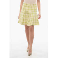 Fuste scurte Tartan Flared Wool Mini Skirt Femei