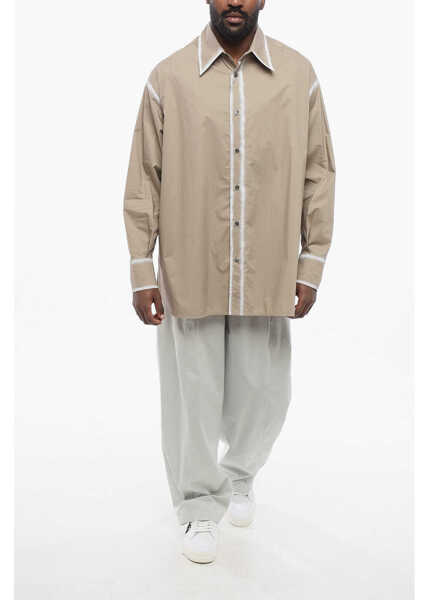 Camasi casual Maison Margiela Mm6 Poplin Cotton Shirt Vintage Effect Beige Barbati (BM 17431906) 4