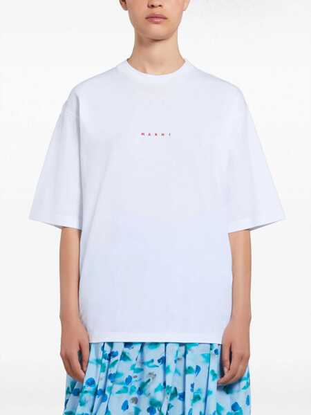 Tricouri Marni Logo-Printed T-Shirt White Femei (BM 17431915) 2