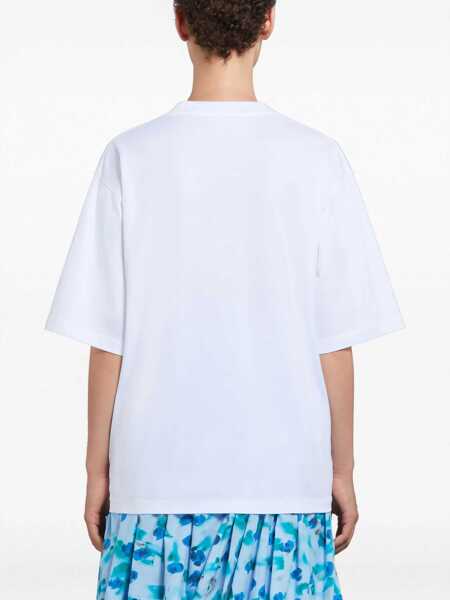 Tricouri Marni Logo-Printed T-Shirt White Femei (BM 17431915) 3