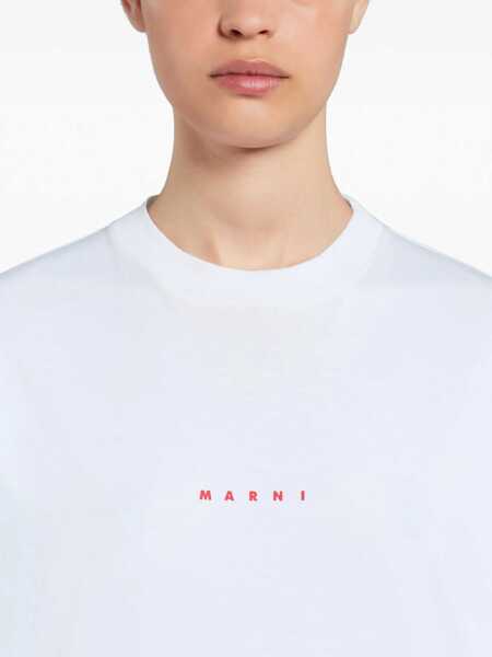 Tricouri Marni Logo-Printed T-Shirt White Femei (BM 17431915) 4