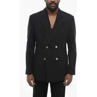 Sacouri Emporio Double-Breasted Tweed Blazer With Patch Pockets Barbati
