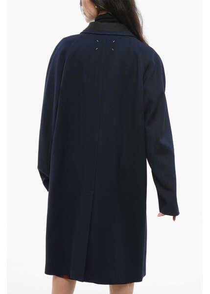 Paltoane Maison Margiela Single-Breasted Wool-Blend Coat Blue Femei (BM 17431945) 2