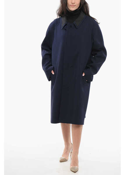 Paltoane Maison Margiela Single-Breasted Wool-Blend Coat Blue Femei (BM 17431945) 4