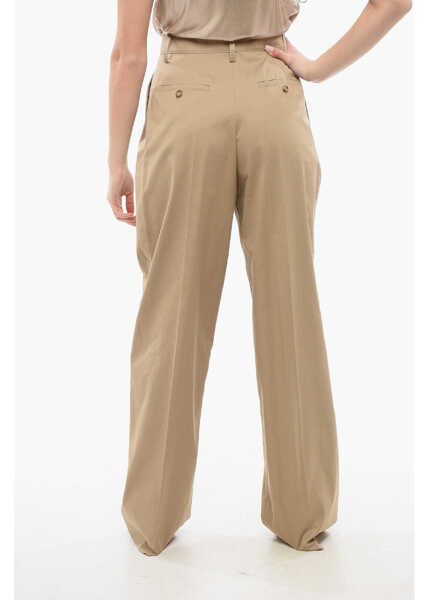 Pantaloni casual Prada Pleated High-Waisted Pants Beige Femei (BM 17431948) 2