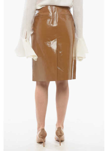 Fuste lungi Gucci Patent Leather Skirt With Slits Brown Femei (BM 17431960) 2