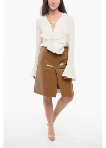 Fuste lungi Gucci Patent Leather Skirt With Slits Brown Femei (BM 17431960) 4