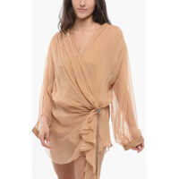 Rochii Gucci Dama - Rochii lungi Gucci Chiffon Gathered Dress Orange Femei (BM 17431969) - B-mall.ro