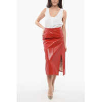 Fuste lungi Dama - Fuste lungi Gucci Leather Flared Skirt With Reptile Print Red Femei (BM 17432050) - B-mall.ro