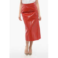 Fuste lungi Leather Flared Skirt With Reptile Print Femei