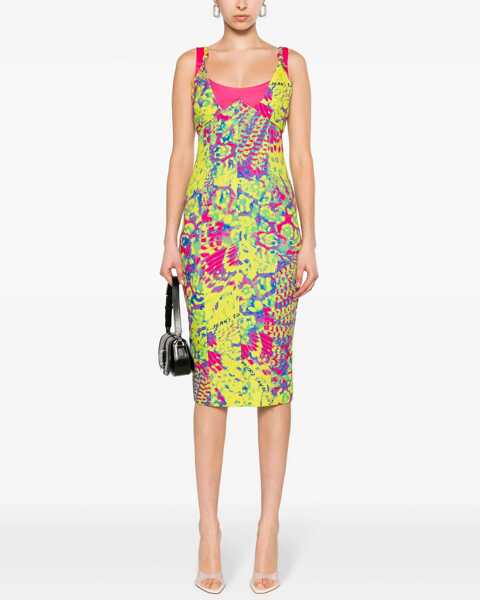 Rochii elegante Versace Jeans Couture Animalier Midi Dress Yellow Femei (BM 17432101) 2