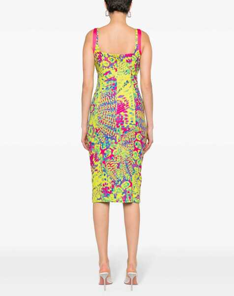 Rochii elegante Versace Jeans Couture Animalier Midi Dress Yellow Femei (BM 17432101) 4