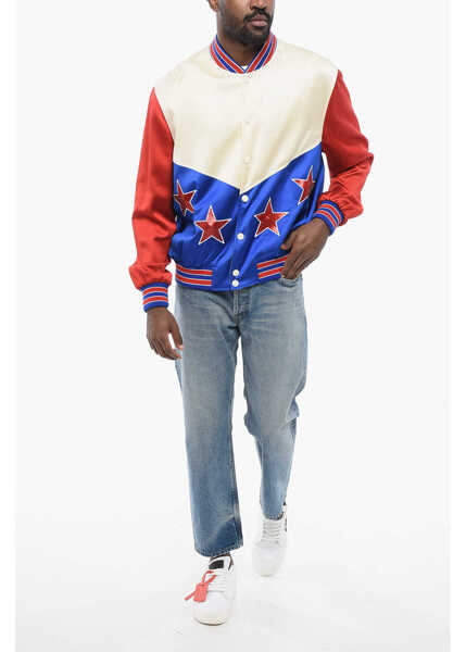 Bomber jacket Cline Color Block Stars Satin Bomber Jacket With Sequined Details Multicolor Barbati (BM 17432107) 4