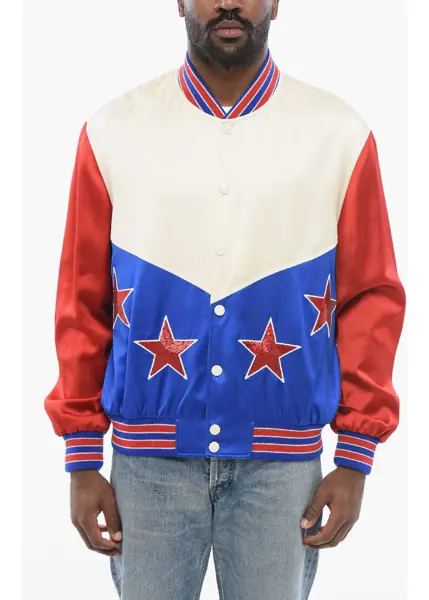 Bomber jacket Cline Color Block Stars Satin Bomber Jacket With Sequined Details Multicolor Barbati (BM 17432107) 1