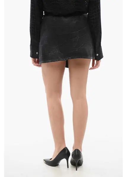 Fuste scurte Givenchy Washed Denim Miniskirt With Buckles Black Femei (BM 17432134) 2
