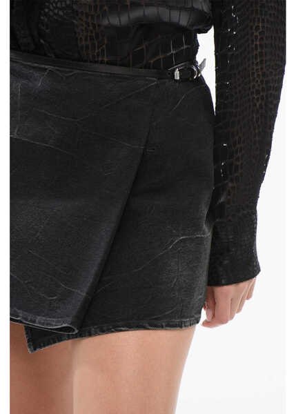 Fuste scurte Givenchy Washed Denim Miniskirt With Buckles Black Femei (BM 17432134) 3