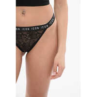 Lenjerie intima DSQUARED2 Dama - Sosete DSQUARED2 Lace Tong With Logoed Elastic Band Black Femei (BM 17432140) - B-mall.ro