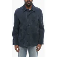 Geci de piele Suede Overshirt With Patch Pockets Barbati