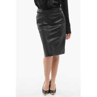 Fuste lungi Leather Midi Skirt With Cut Out Femei