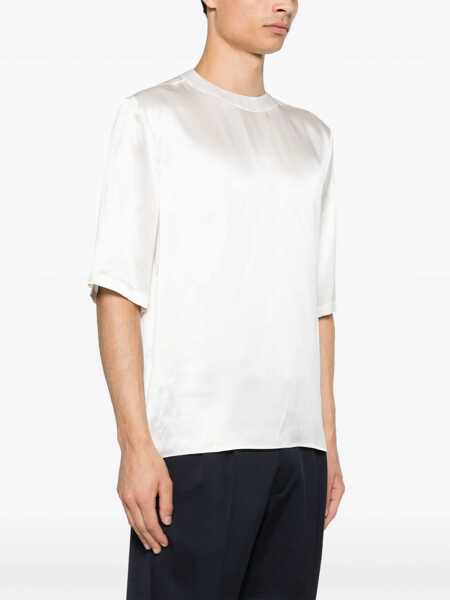 Bluze Saint Laurent Short-Sleeved Silk Blouse White Barbati (BM 17432269) 3
