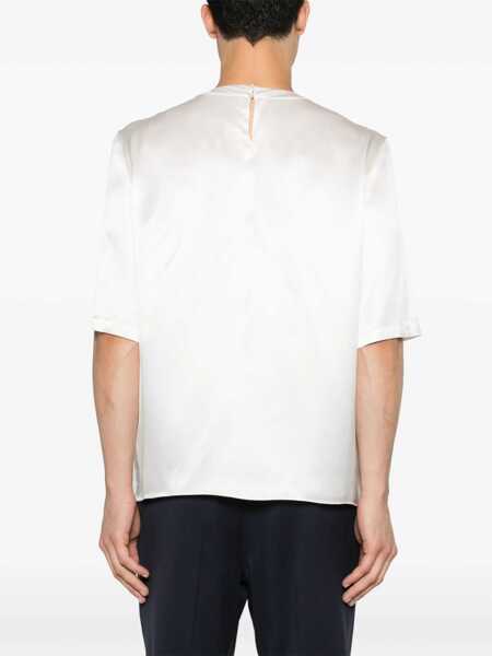 Bluze Saint Laurent Short-Sleeved Silk Blouse White Barbati (BM 17432269) 4