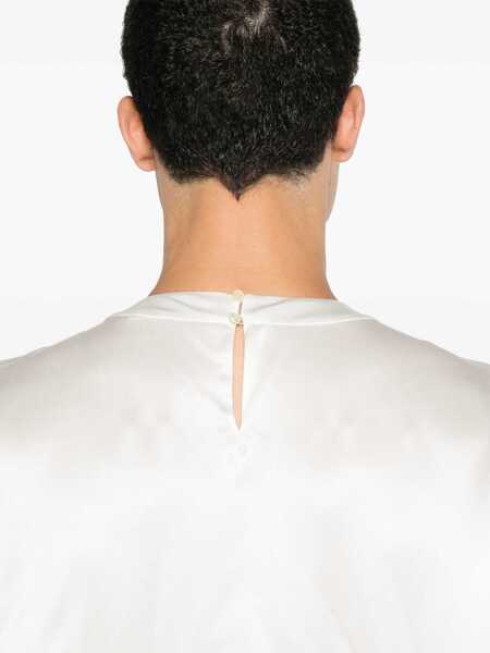 Bluze Saint Laurent Short-Sleeved Silk Blouse White Barbati (BM 17432269) 5