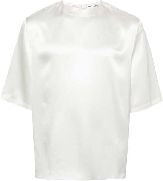 Bluze Saint Laurent Short-Sleeved Silk Blouse White Barbati (BM 17432269) 1