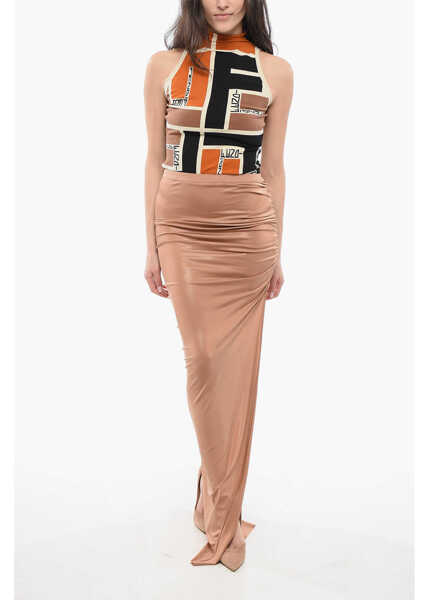 Fuste casual Rick Owens Slit Svita Skirt With Gathered Detail Pink Femei (BM 17432278) 4