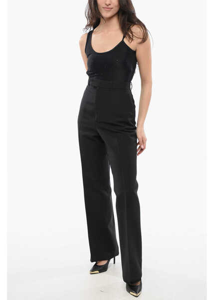 Pantaloni office Gucci Silk And Wool Wide-Leg Pants Black Femei (BM 17432332) 3