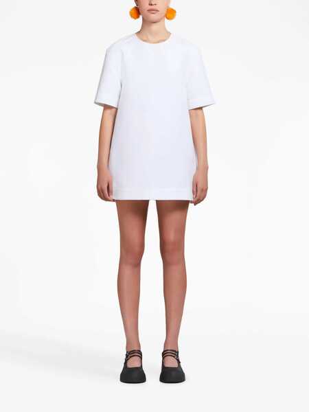 Rochii scurte Marni Cotton Mini Dress With Short Sleeves White Femei (BM 17432341) 2