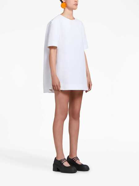 Rochii scurte Marni Cotton Mini Dress With Short Sleeves White Femei (BM 17432341) 3