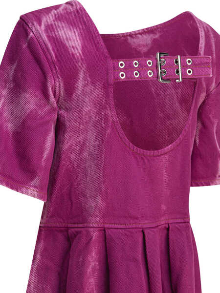 Rochii elegante Ganni Denim midi dress with open back Purple Femei (BM 17432754) 4