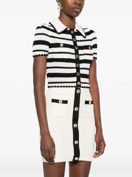 Cardigane Self-Portrait Crocheted polo sweater White Femei (BM 17432892) 3