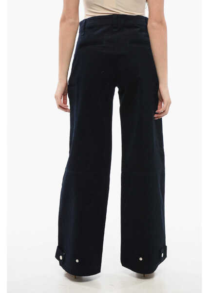 Pantaloni casual AMI ALEXANDRE MATTIUSSI High-Waisted Velour Pleated Pants Blue Femei (BM 17435983) 2