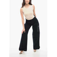 Pantaloni AMI ALEXANDRE MATTIUSSI Dama - Pantaloni casual AMI ALEXANDRE MATTIUSSI High-Waisted Velour Pleated Pants Blue Femei (BM 17435983) - B-mall.ro