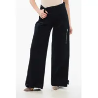 Pantaloni casual High-Waisted Velour Pleated Pants Femei