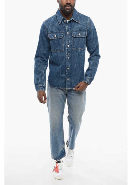 Camasi de blugi Dries Van Noten Dark Washed Denim Shirt With Breast-Pockets Blue Barbati (BM 17435992) 4