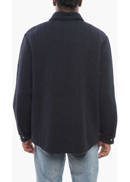 Camasi casual Armani Giorgio Quilted Jersey Overshirt With Breast-Pocket Blue Barbati (BM 17436016) 2