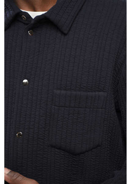 Camasi casual Armani Giorgio Quilted Jersey Overshirt With Breast-Pocket Blue Barbati (BM 17436016) 3