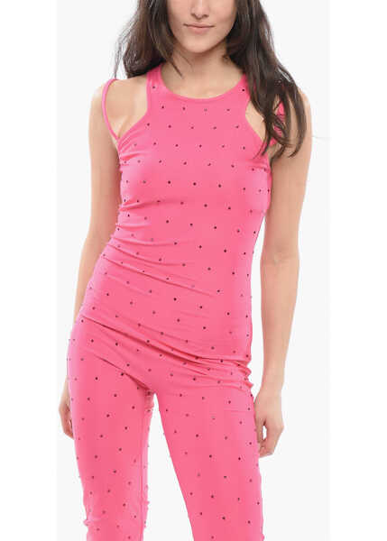 Salopete Versace Jeans Couture Stretchy Jumpsuit With Rhinestones Pink Femei (BM 17436019) 4