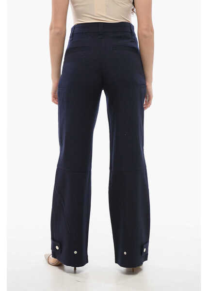 Pantaloni casual AMI ALEXANDRE MATTIUSSI High-Waisted Wool Pleated Pants Blue Femei (BM 17436025) 2
