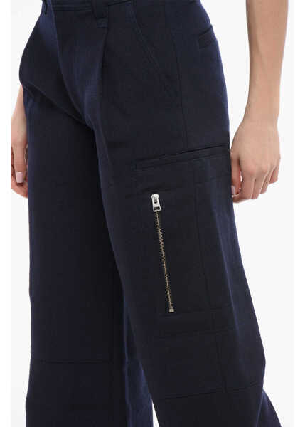 Pantaloni casual AMI ALEXANDRE MATTIUSSI High-Waisted Wool Pleated Pants Blue Femei (BM 17436025) 3