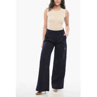 Pantaloni AMI ALEXANDRE MATTIUSSI Dama - Pantaloni casual AMI ALEXANDRE MATTIUSSI High-Waisted Wool Pleated Pants Blue Femei (BM 17436025) - B-mall.ro