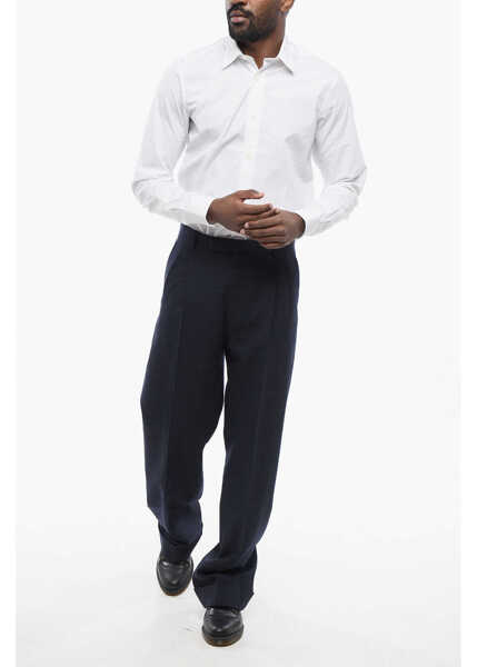 Pantaloni casual Gucci 4-Pocketed Jacquard Wool Pants With Ton Sur Ton Monogram Mot Blue Barbati (BM 17436028) 4