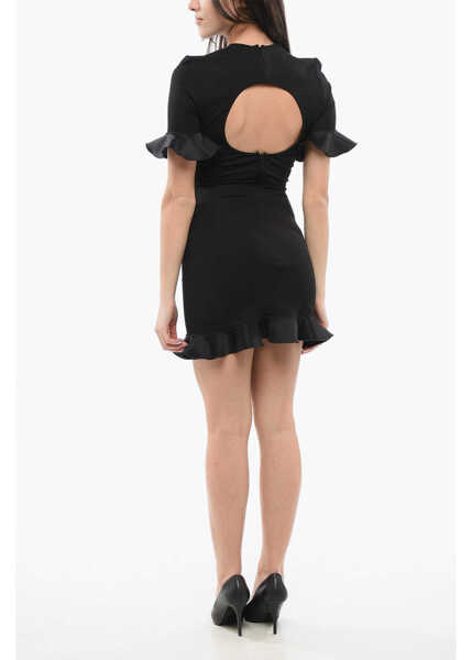 Rochii scurte DAVID KOMA Cut Out Mini Dress With Ruffles Black Femei (BM 17436034) 2