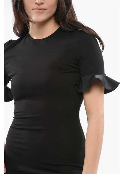 Rochii scurte DAVID KOMA Cut Out Mini Dress With Ruffles Black Femei (BM 17436034) 3