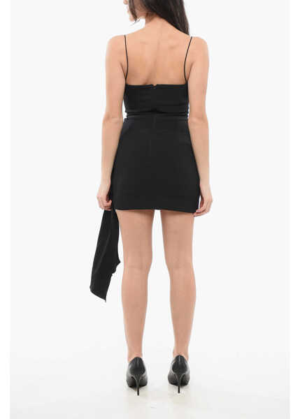 Rochii scurte DAVID KOMA Wrap Mini Dress With Self-Tie Detail Black Femei (BM 17436049) 2