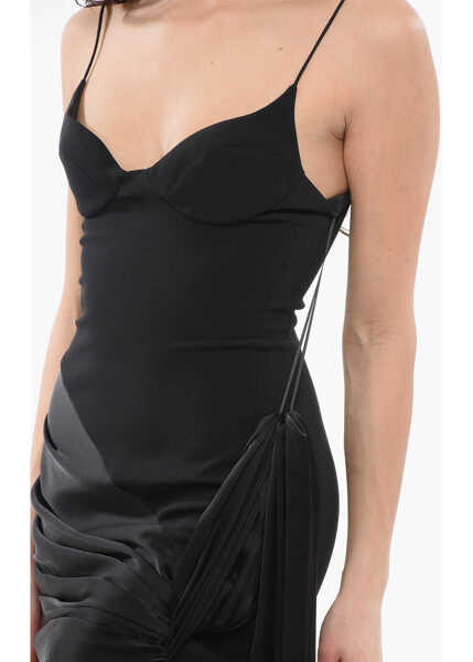 Rochii scurte DAVID KOMA Wrap Mini Dress With Self-Tie Detail Black Femei (BM 17436049) 4