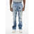 DSQUARED2 All-Over Patched Leaf Roadie Fit Denims 22Cm Light Blue